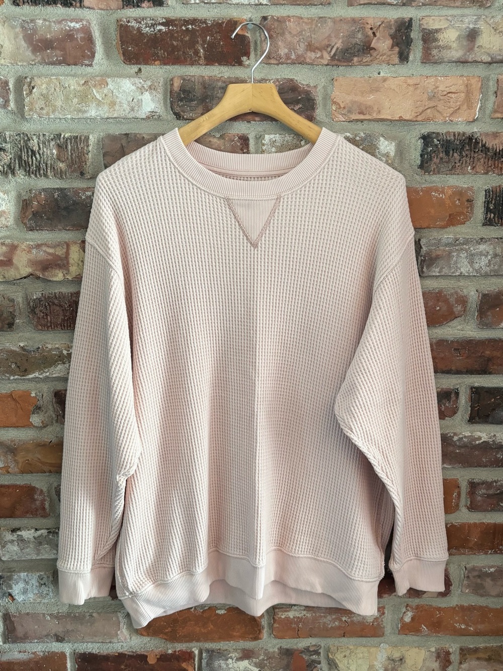 Aerie Pink Waffle Knit Lounge Oversized Tunic Sweatshirt, M